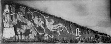 Extant banner for the City of Ghent circa 1375 tempura on linen